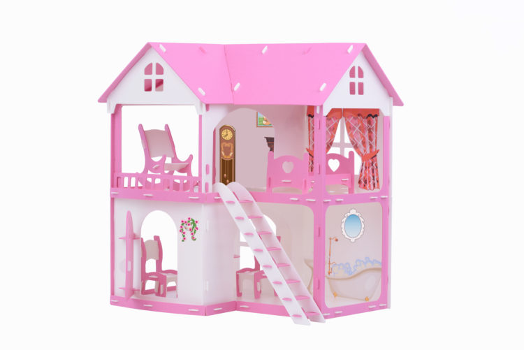 Домик для кукол - Коттедж Светлана, бело-розовый, с мебелью  