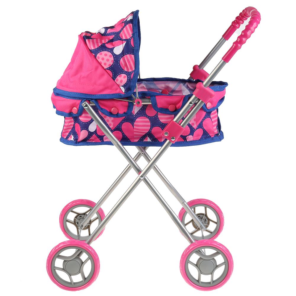 Коляска-люлька для кукол складная сердца в пакете  