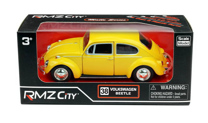 Металлическая инерционная машина RMZ City - Volkswagen Beetle 1967, 1:32, желтый матовый  