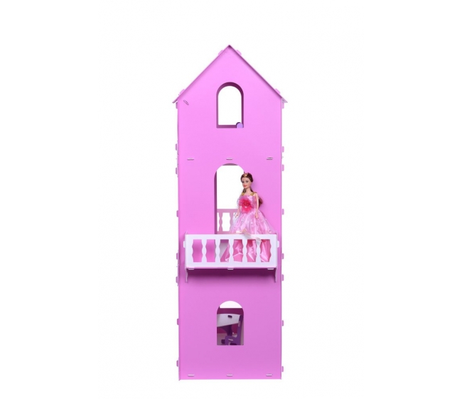 Домик для кукол - Коттедж Екатерина, бело-розовый, с мебелью  