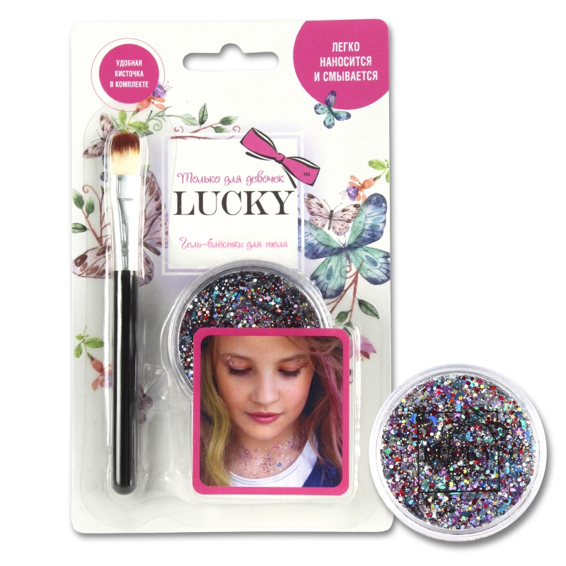 

Гель-блестки Lucky для тела/лица с кисточкой, цвет микс, объем 25 мл