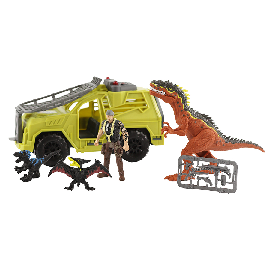 Игровой набор: Охотник на динозавра на джипе, с джипом и аксессуарами  