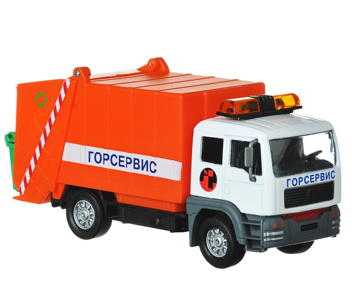 

Мусоровоз Горсервис, металлический, инерционный, свет, звук 1:43