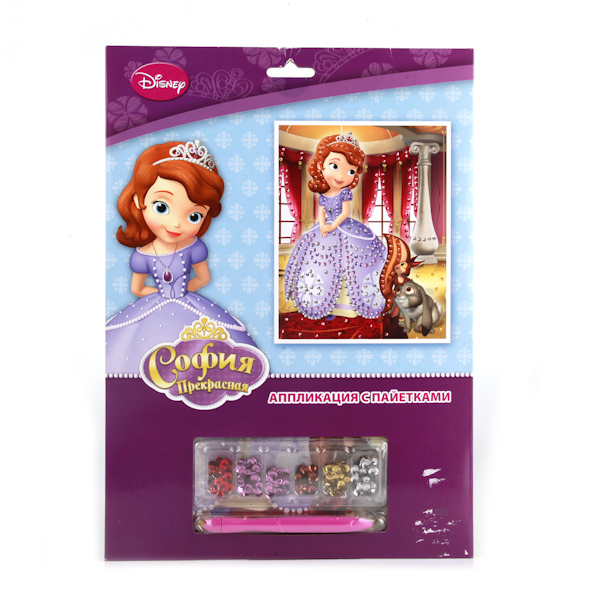 

Набор для творчества Disney София - Аппликация из пайеток, 3 дизайна