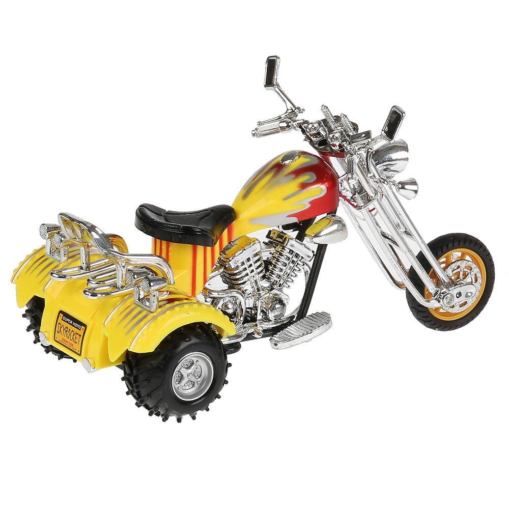Мотоцикл металлический Трайк 18 см, свет, звук, выдвижная подножка, вращается руль   