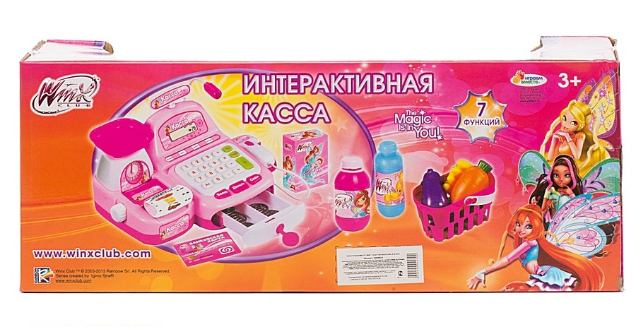 Детская касса «WINX» со световыми и звуковыми эффектами, чек, весы, продукты  
