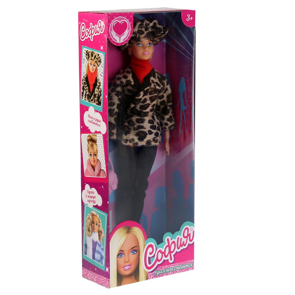 Кукла София в леопардовом пальто и шапке с аксессуарами, 29 см  