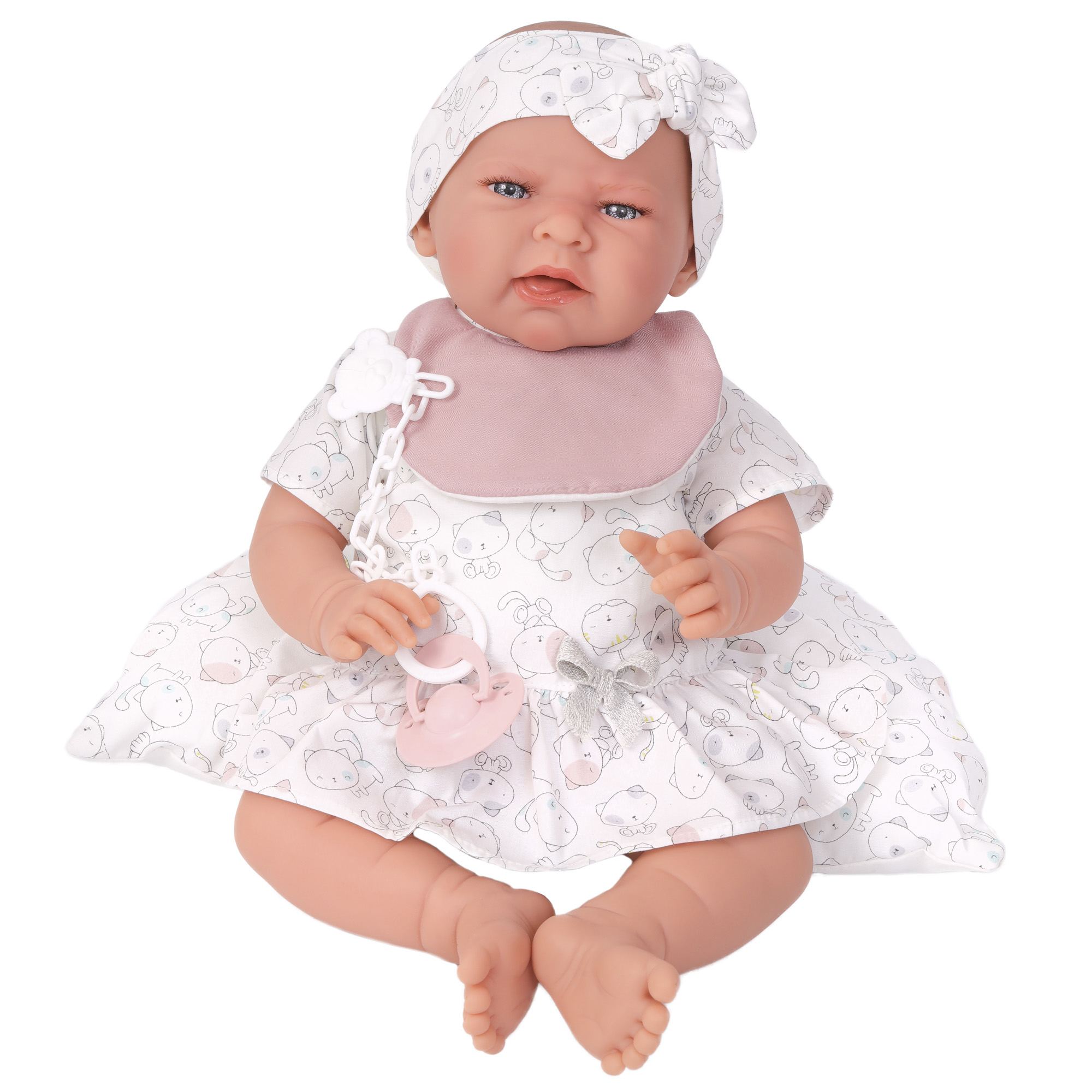 Кукла-младенец Джесси в сером 40 см мягконабивная  