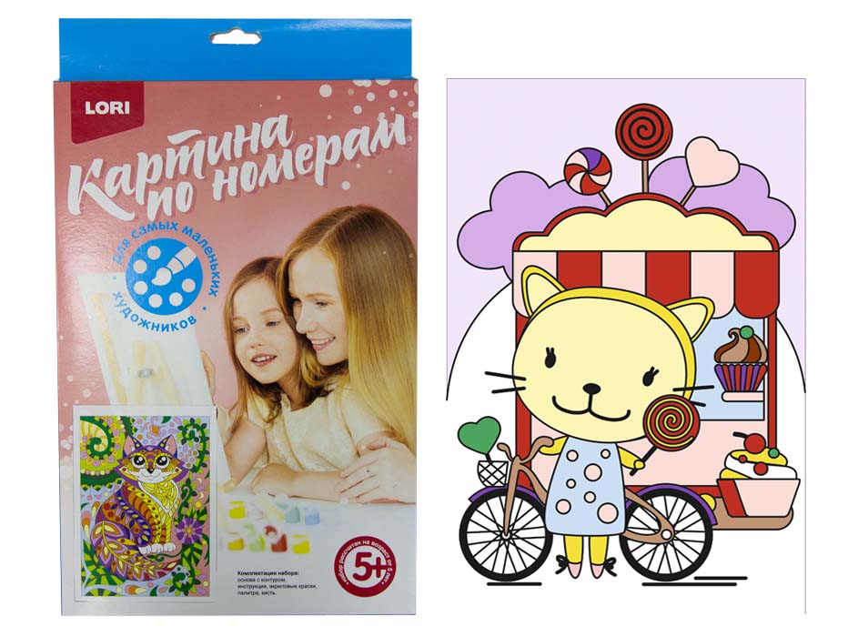 

Картина по номерам для малышей - Киска с леденцом