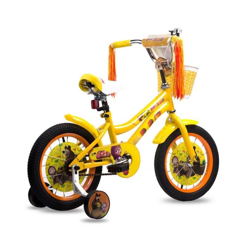 Детский велосипед Navigator из серии Маша и Медведь, колеса 14", стальная рама, стальные обода, ножной тормоз  