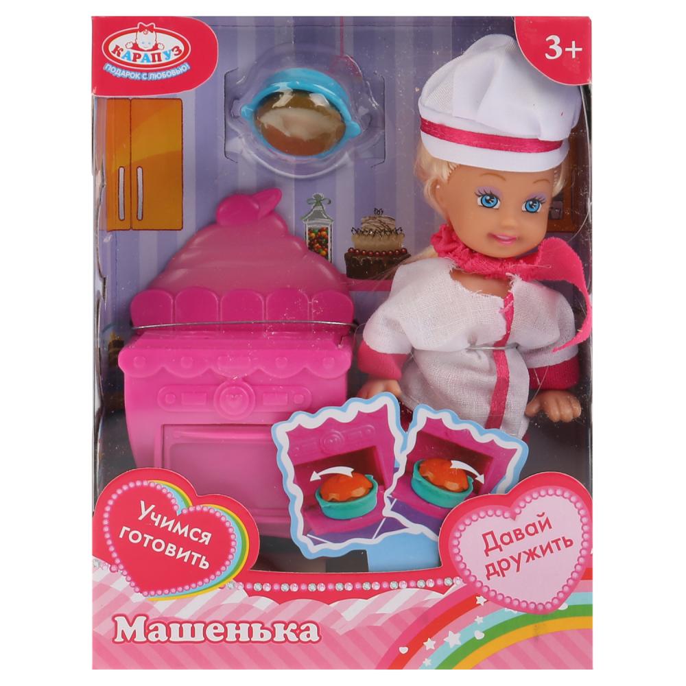 Кукла Машенька 12 см., в наборе кухонная плита, костюм повара и аксессуары  
