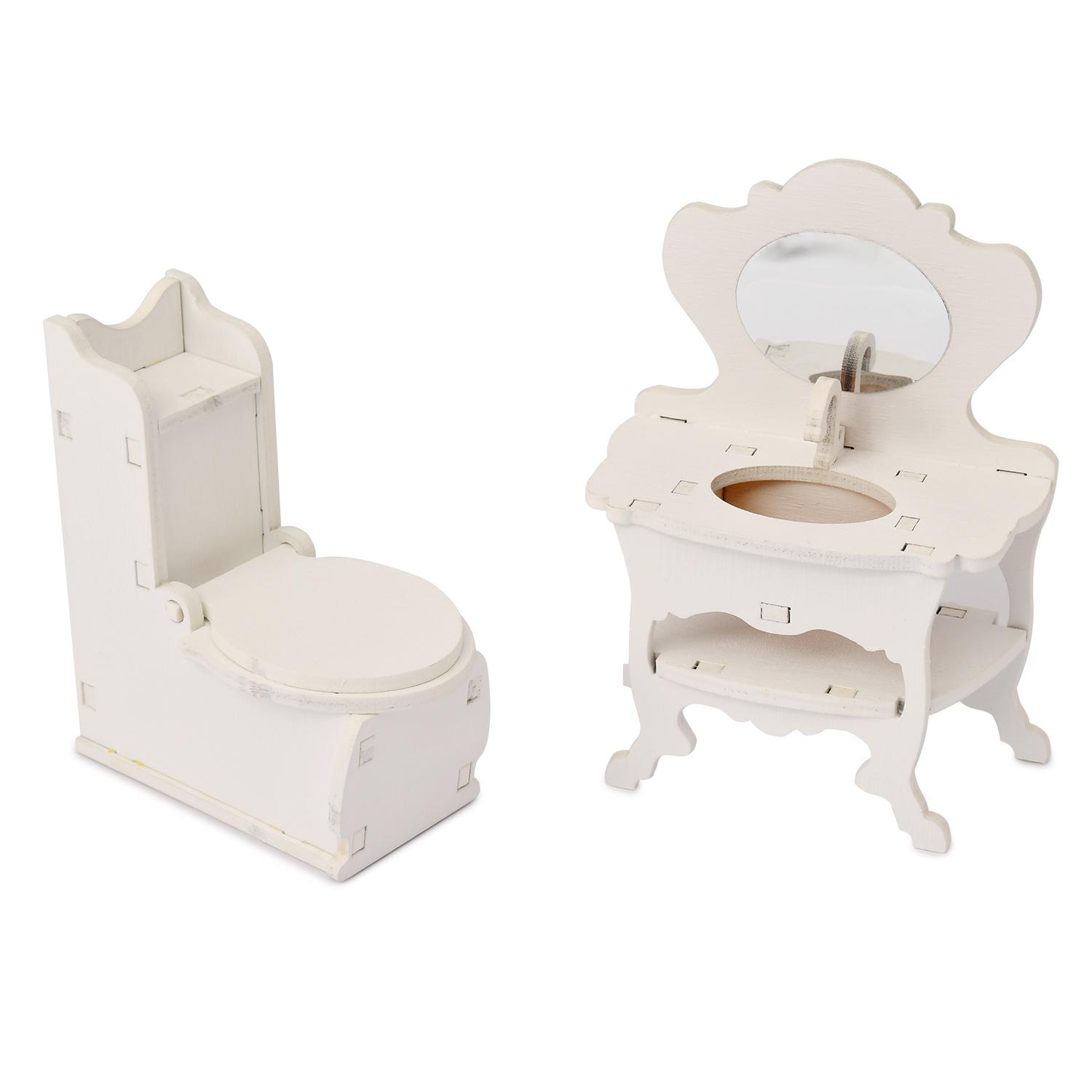 Набор мебели для кукольного дома - Туалетная комната: унитаз, умывальник, коллекция Прованс  