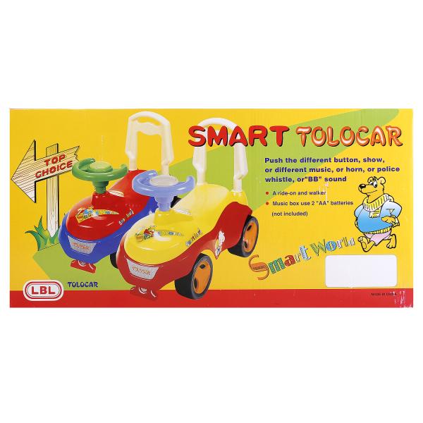 Машина-джип для катания детей, с ручкой и сигналом-пищалкой, цвет – красно-синий  
