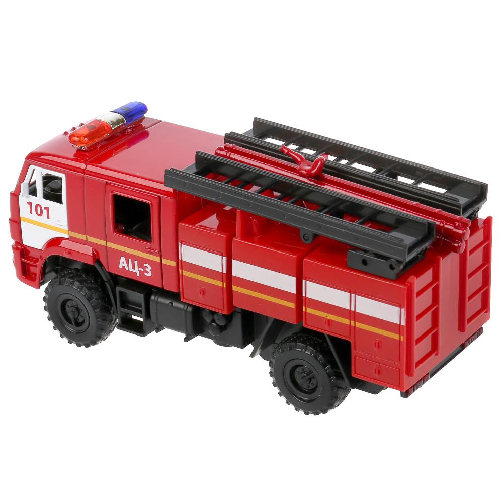 Машина Пожарная автоцистерна КамАЗ 43502 15 см свет-звук двери открываются металлическая инерционная  