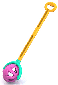 Каталка с ручкой – Шарик, желто-фиолетовая  
