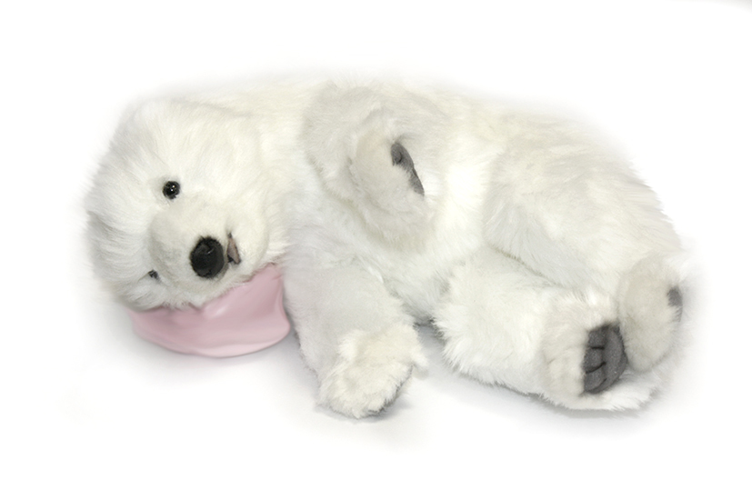 Мягкая игрушка - Белый медвежонок спящий, 30 см  