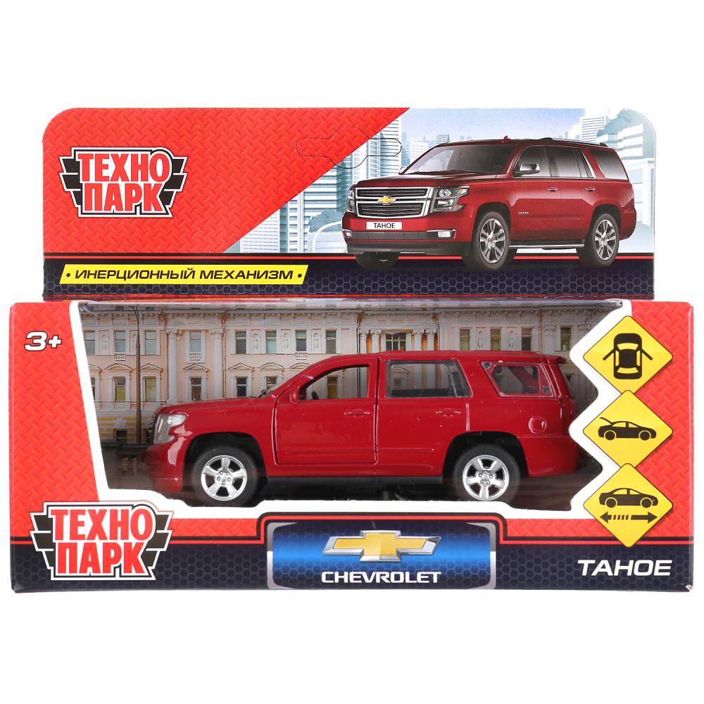 Машина металлическая Chevrolet Tahoe, длина 12 см., открываются двери и багажник, инерционная, красная  