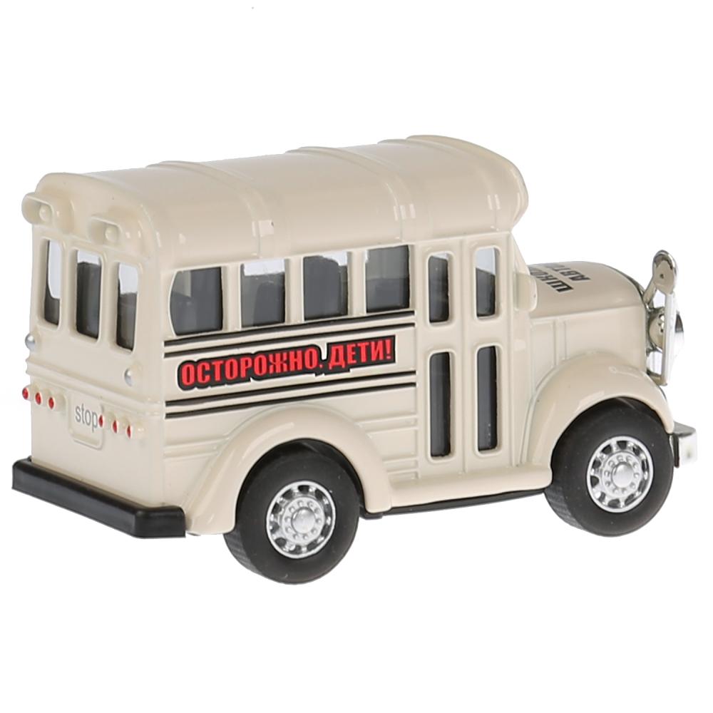 Модель металлическая - Школьный автобус, 8 см., свет и звук, инерционная, несколько цветов   