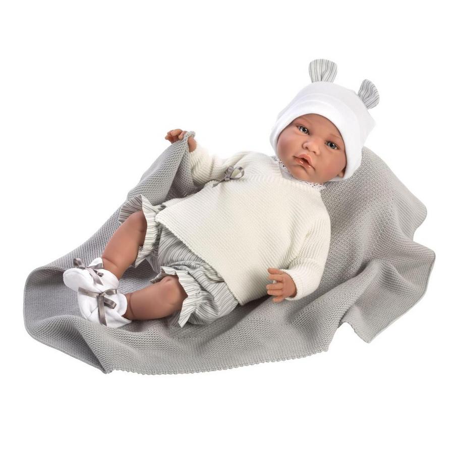

Кукла реборн Фелипе с серым пледом, 46 см.