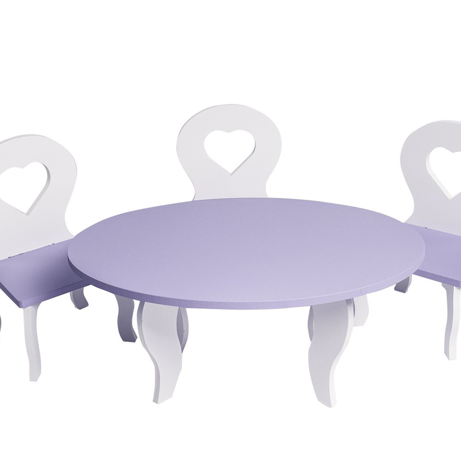 Набор мебели для кукол Шик Мини: стол + стулья, цвет: белый/фиолетовый  