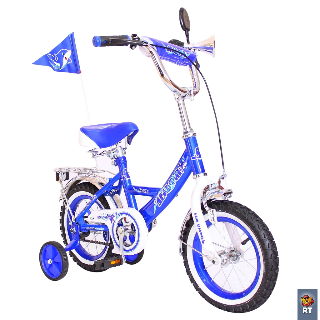 Двухколесный велосипед Дельфин, диаметр колес 12 дюймов, синий  