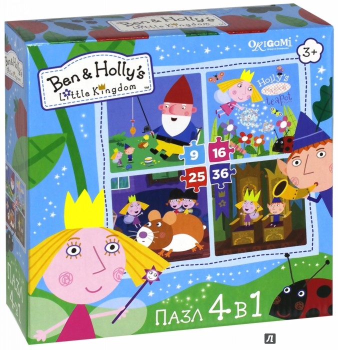 

Пазл Ben & Holly 4 в1 - В королевстве, 9-16-25-36 элементов