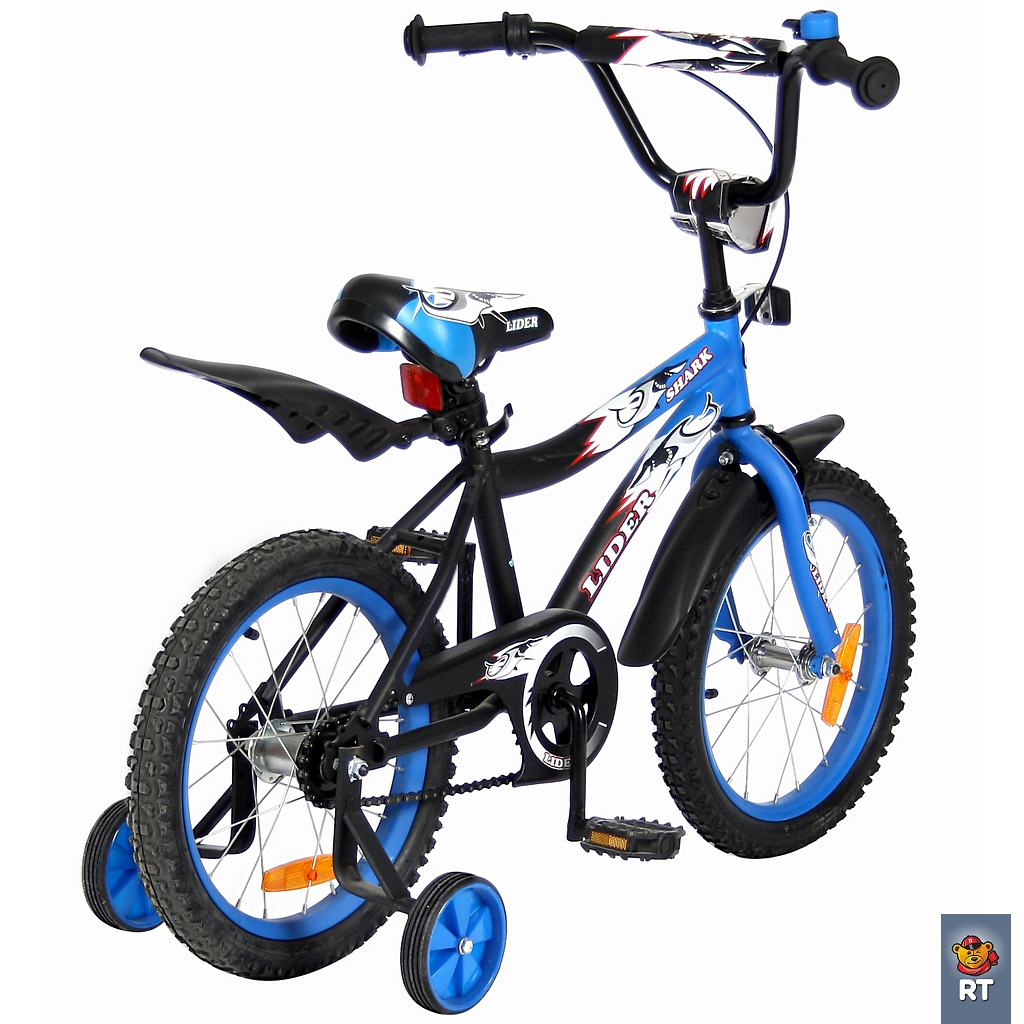 Двухколесный велосипед Lider shark, диаметр колес 16 дюймов, синий/черный  