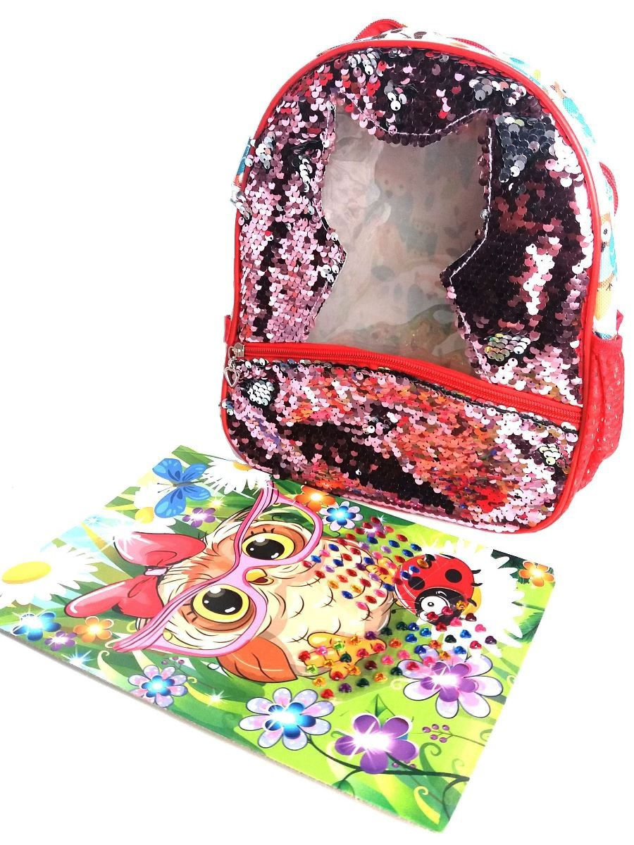 Сумка-рюкзак с пайетками с мозаикой календарем на стол – Сова  