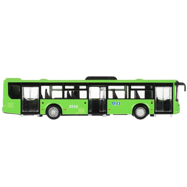 Модель Автобус ЛИАЗ-5292 18 см двери открываются зеленая инерционная металлическая  