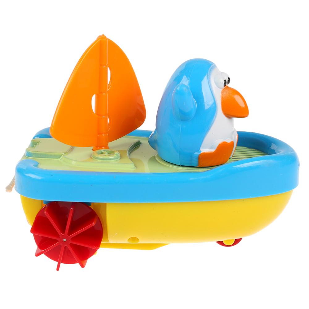 Заводная игрушка для ванны Пингвиненок-капитан, разные цвета   