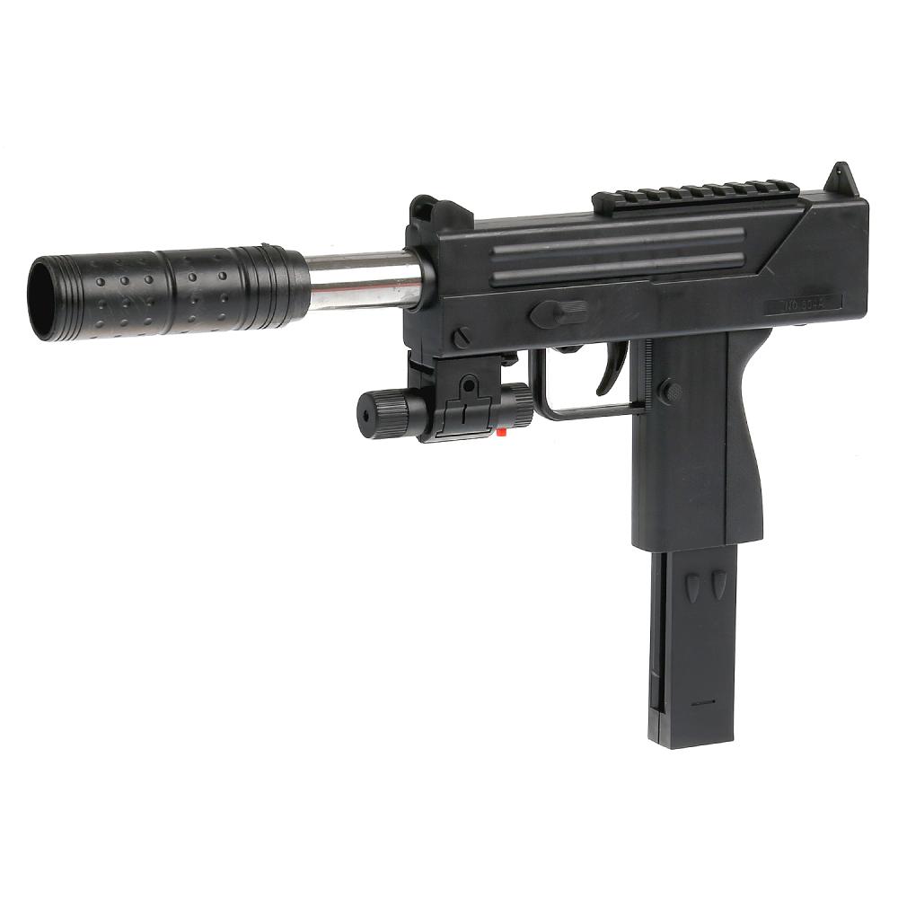 

Автомат с глушителем, с лазерным прицелом и пульками 304A