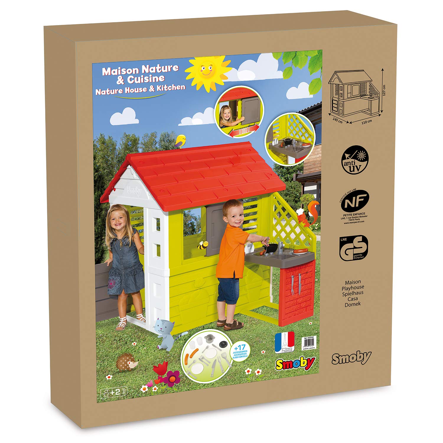 Игровой домик с кухней, красный, размер 145 х 110 х 127 см.  