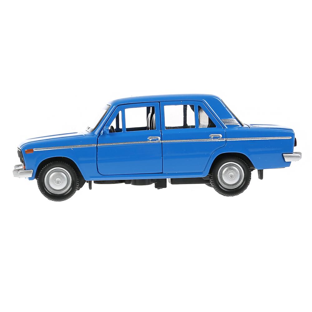 Модель легкового автомобиля - Ваз 2106 Жигули, инерционная, открываются двери, 12 см, синяя  