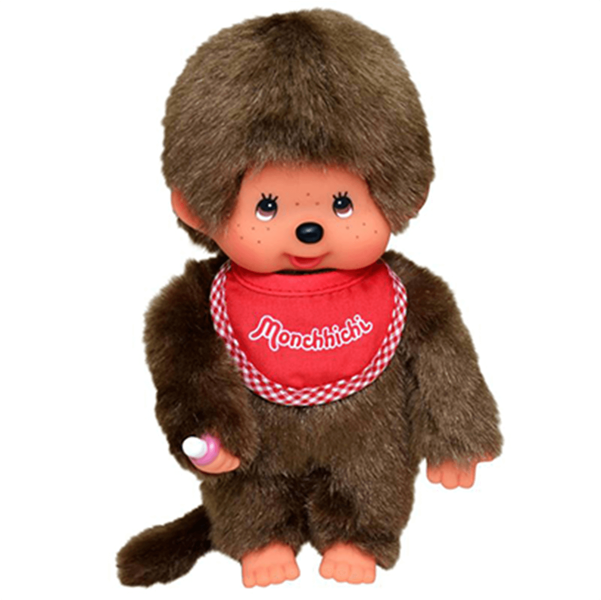 

Мягкая игрушка – мальчик в красном слюнявчике Мончичи, 20 см.