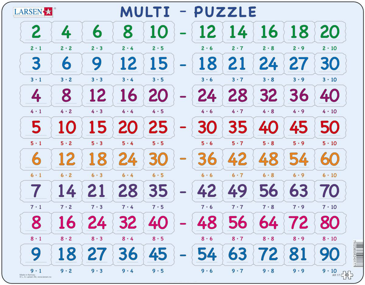 Мульти-Пазл - Умножение, 80 деталей  
