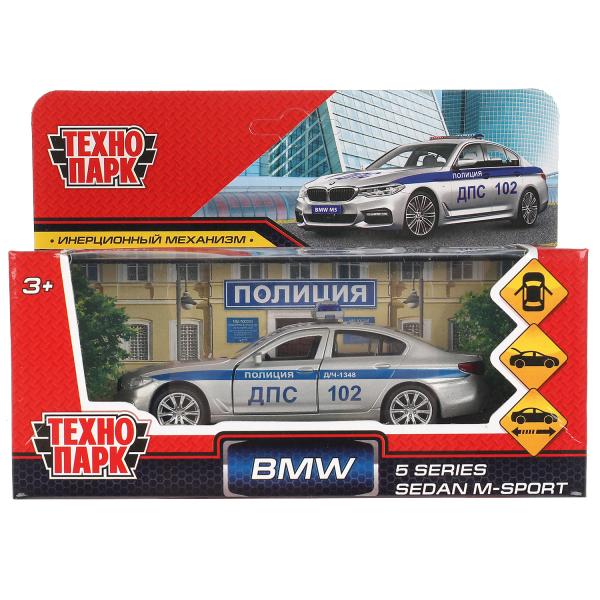 Машина Полиция BMW 5 Series Sedan M-Sport 12 см двери и багажник открываются металлическая инерционная  