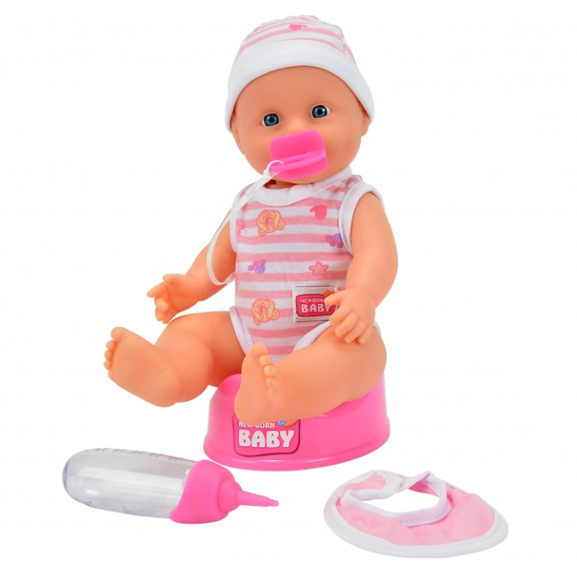Интерактивная кукла Малыш-пупс из серии New Born Baby, 30 см., умеет писать и пить, аксессуары  