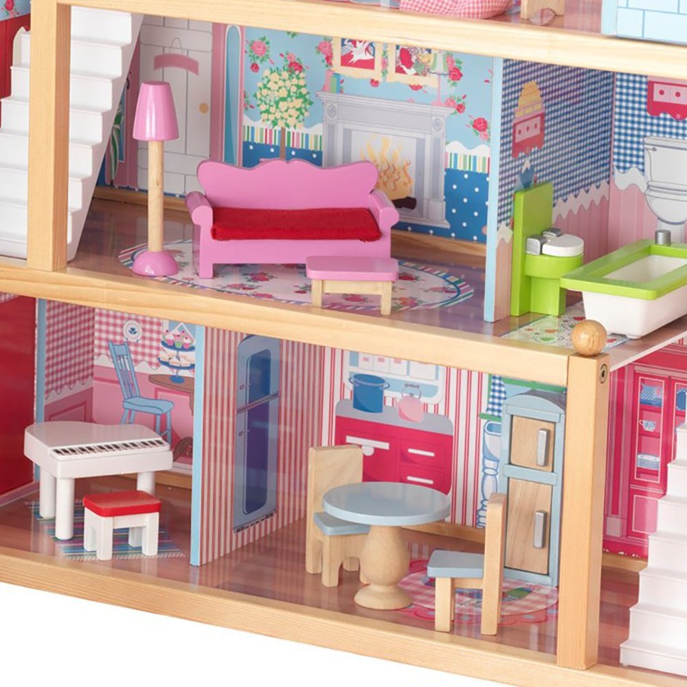Кукольный домик - Открытый коттедж Chelsea, с мебелью 19 элементов  