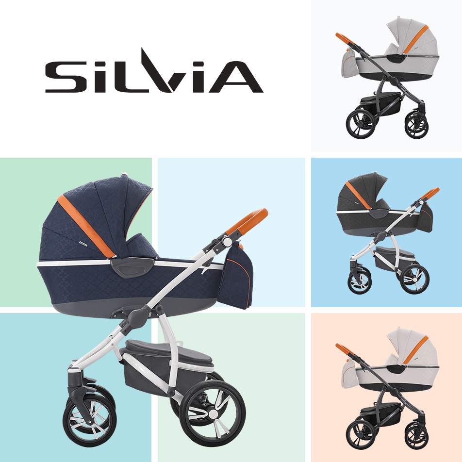 Детская коляска Silvia 2 в 1, шасси белая/BIA  