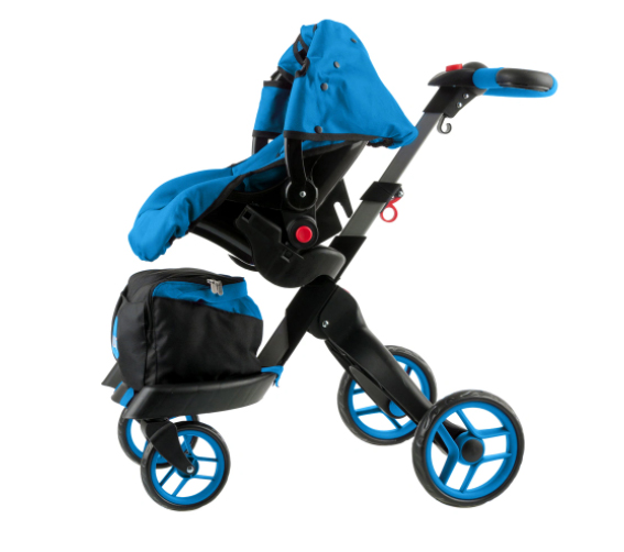 Многофункциональная прогулочная коляска-трансформер для кукол 12 в 1 Buggy Boom Aurora 9005, синяя  