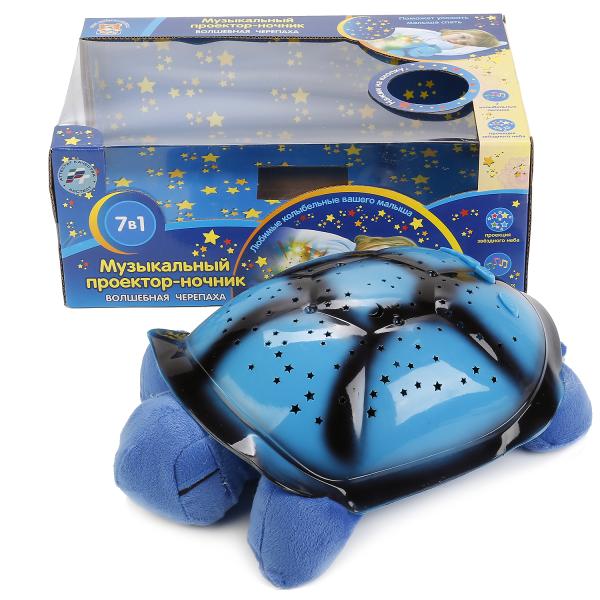 Интерактивная мягкая игрушка-ночник - Черепаха, свет, звук, 7 колыбельных песенок  