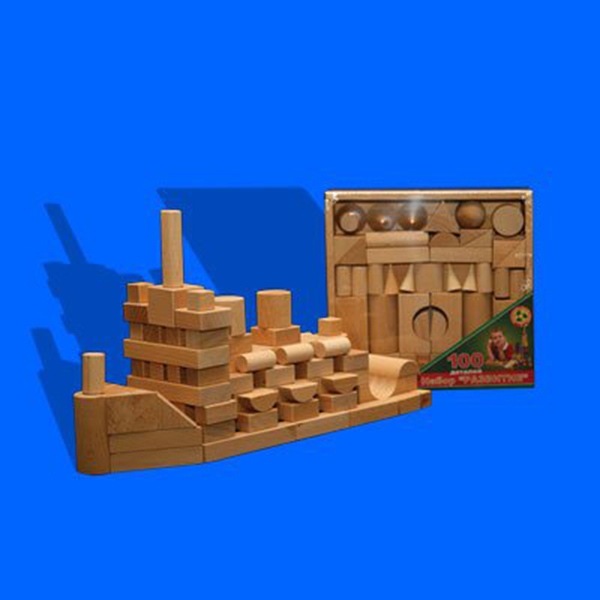 Конструктор деревянный не окрашенный по программе - Развитие, 100 деталей  