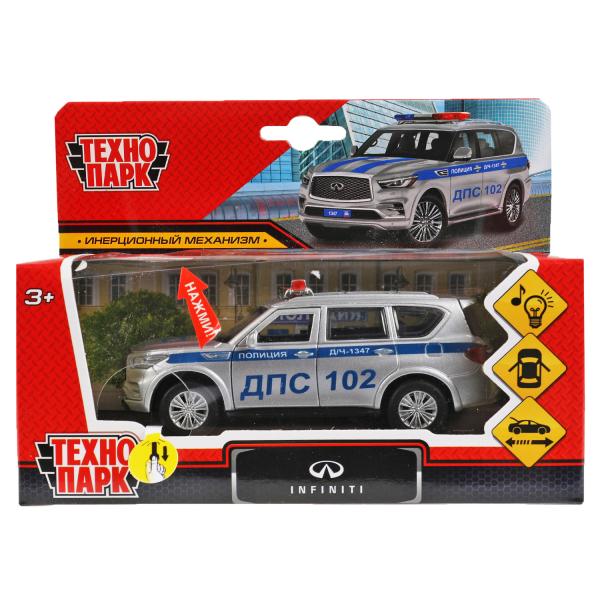 Модель Полиция Infiniti QX80 свет-звук 12 см двери и багажник открываются металлическая инерционная  