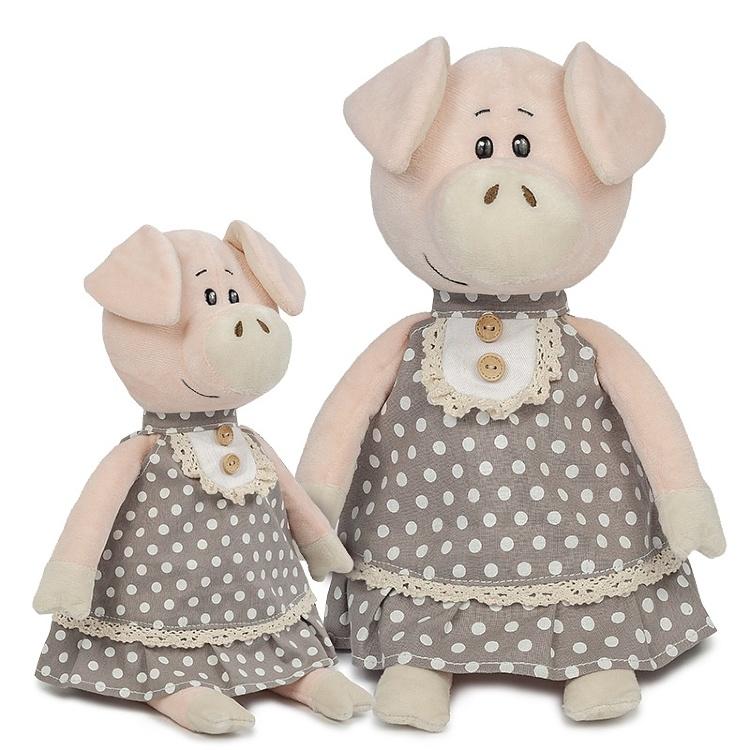 Мягкая игрушка - Свинка Ниночка в платье, 22 см.  