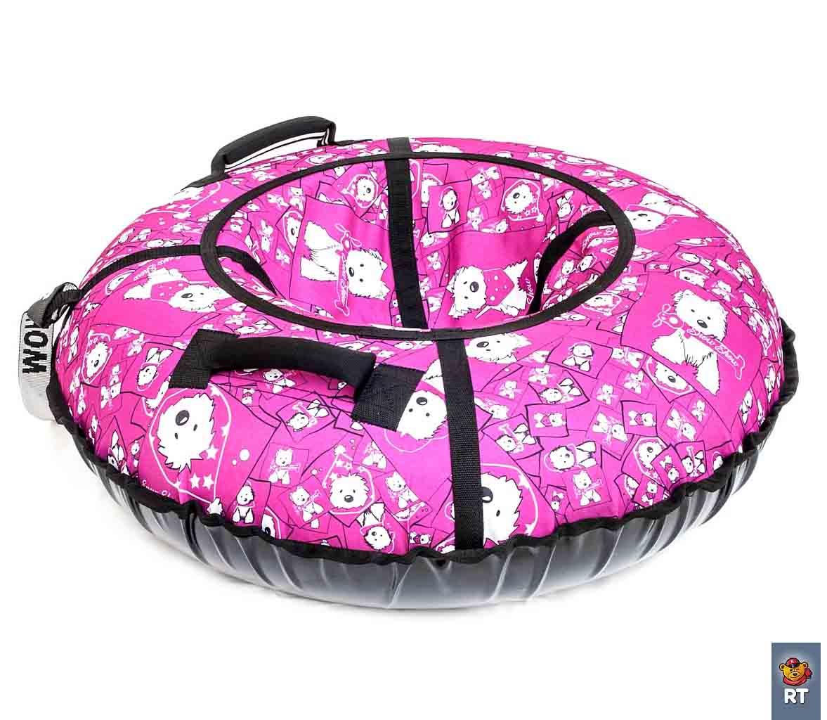 Санки надувные – Тюбинг, собачки на розовом, диаметр 105 см  