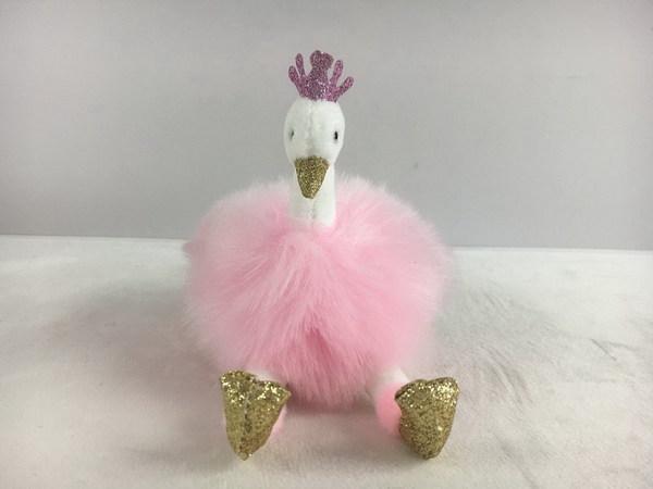 Мягкая игрушка - Лебедь розовый с карабином, 9 см  
