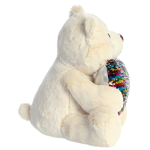 Мягкая игрушка - Медведь большое сердце, кремовый, 30 см  