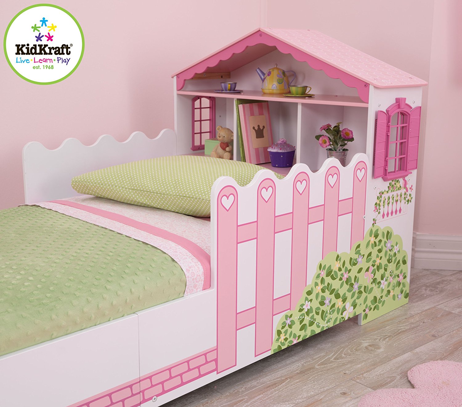 Детская кровать Кукольный домик, с полочками  