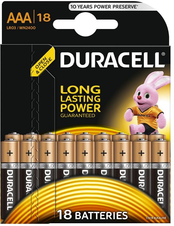 

Батарейки Duracell, типоразмер АA LR6, пальчиковые, 18 штук