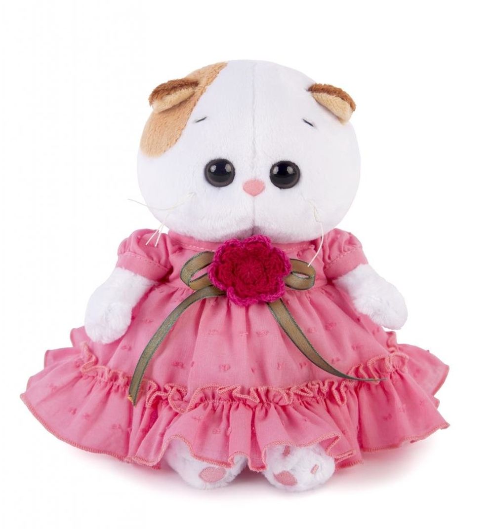 Мягкая игрушка - Кошечка Ли-Ли Baby в платье с вязаным цветочком, 20 см  